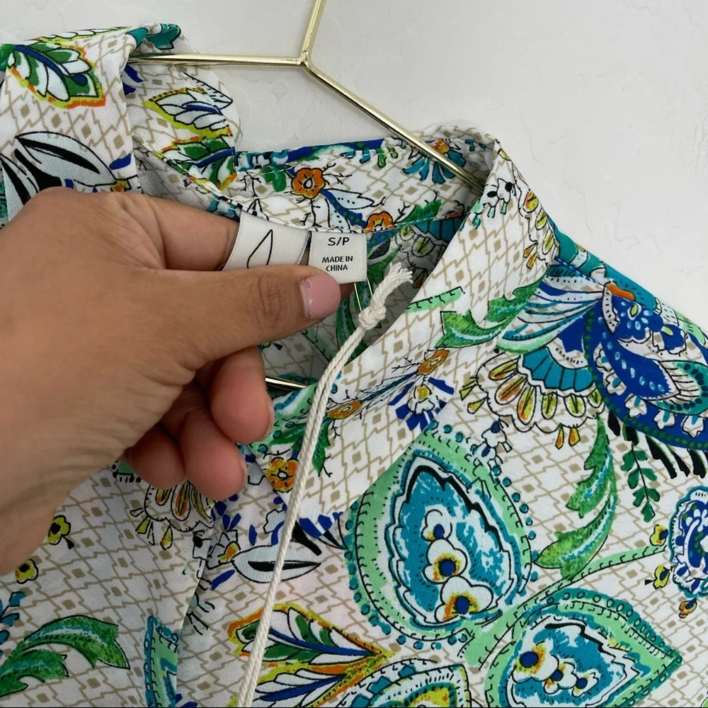 JOIE Paisley Print Short Sleeve Button Down Shirt Size Small NWT - Picture 3 of 6
